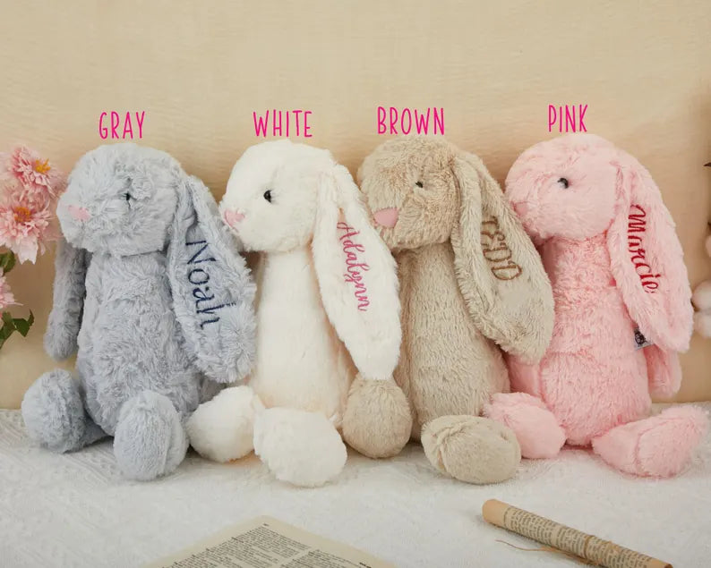 Personalized Embroidered Bunny Rabbit, Personalised Bunny Rabbit Toy,Custom Monogrammed Bunny Rabbit,Bunny Soft Plush Toy,Personalized Bunny